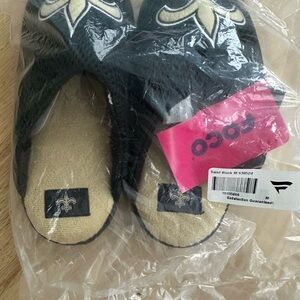 Saints Logo Black and Cream Slippers